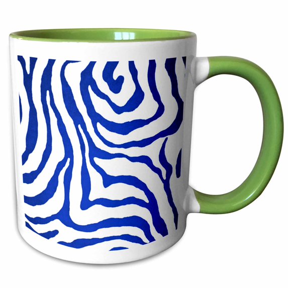 3drose, Nautical Blue Zebra Stripes, 11oz Two-tone Green Mug
