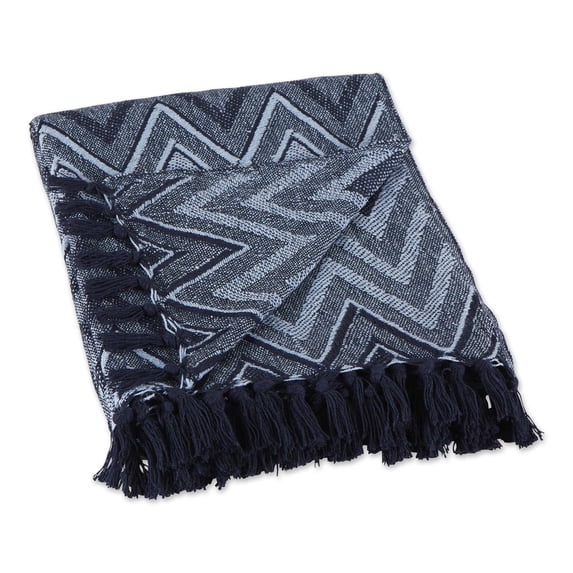 DII Nautical Blue Cotton Zig-Zag Chevron Throw 50x60