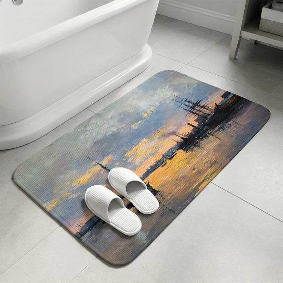 Nautical Boat Bathroom Rugs Non Slip Washable Bath Mat Absorbent Front Door Mat Rustic Retro Coastal Ocean Ships House Indoor Doormat for Kitchen Entryway Shower Decor Accessories 15.7"x23.6"