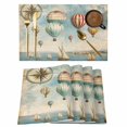 thumbnail image 1 of Nautical Boats Blue Placemats Set of 8 Coastal Ocean Vintage Hot Balloons Place Mats Indoor Wipeable Table Mats Washable Cloth Dining Table Placemats for Kitchen Holiday Party Home Decor 13x19 Inch, 1 of 9