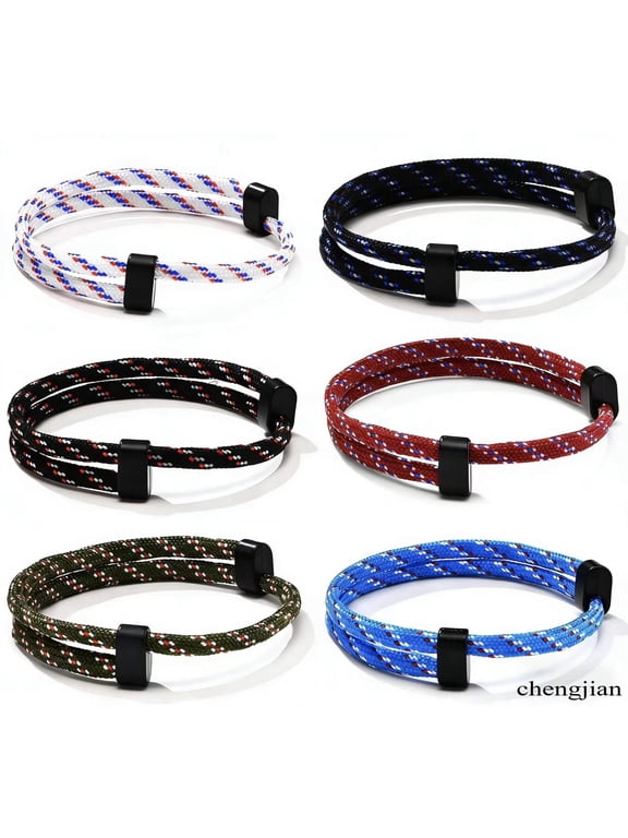 Nautical Braided Rope Bracelets Set - 6Pcs Adjustable Braided Cord Bracelet, Handmade Navy Marine String Bracelet with Metal Knot, Men Women Braided Bracelets Gifts