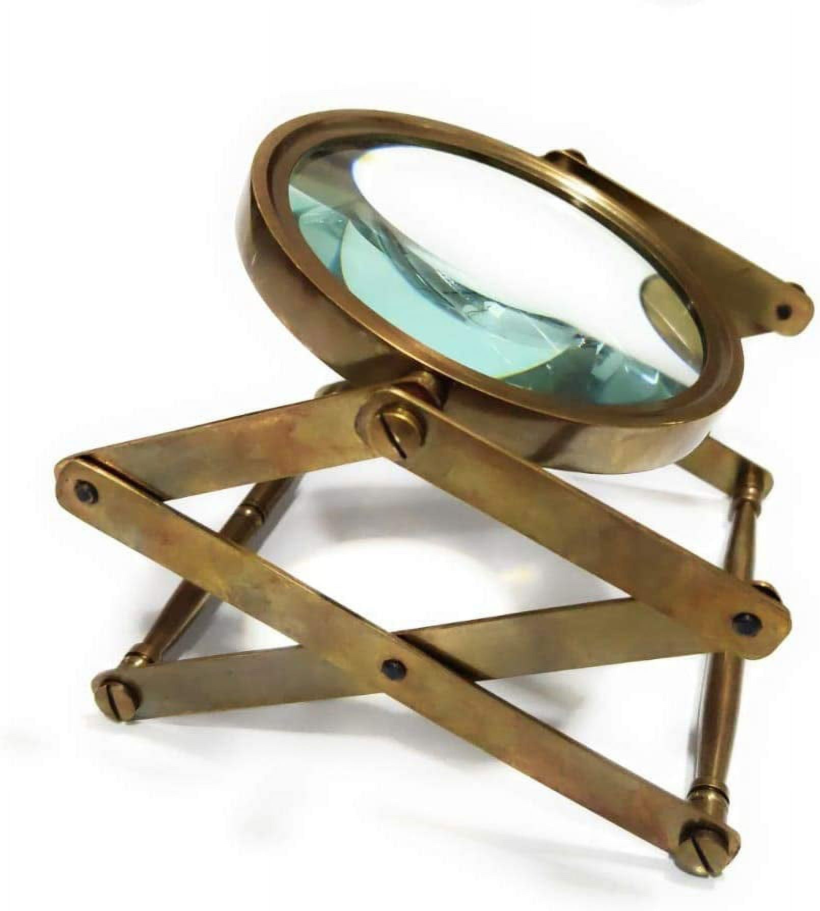 Nautical Brass Magnifying Glass Handheld Stand Antique Reading