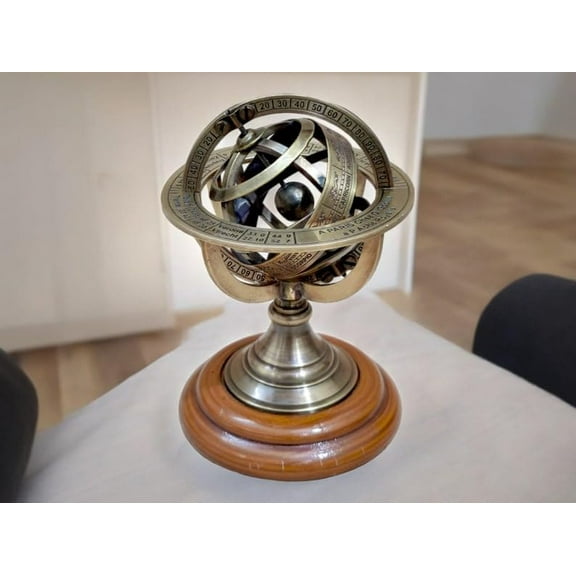 Nautical Brass Armillary Astrolabe Sphere Celestial Collectible Elegant Tabletop Armillary Antique Vintage Zodiac Globe Armillary Desk Dcor