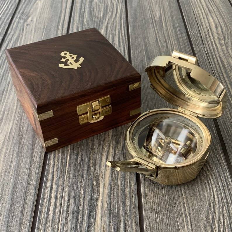 Nautical Brass Brunton Survey Compass London Maritime Brunton Compass 3 Inch