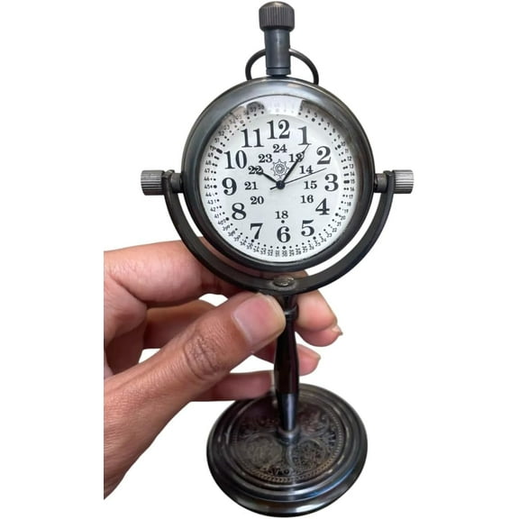 Nautical Brass Desk Clock Desk Clock 5 Inch Vintage Collectible Maritime Antique Halloween & Christmas Item.