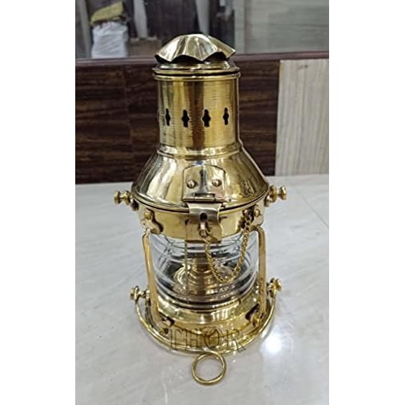 Nautical Brass Lantern Oil Lamp -Decorative Hanging Lantern- Marine Ship Lamp -Vintage Brass Oil Lamp Maritime Ship Boat Lanterns Rustic Vintage Home Decor Gifts$$Home Decor, Kitchen, & Other