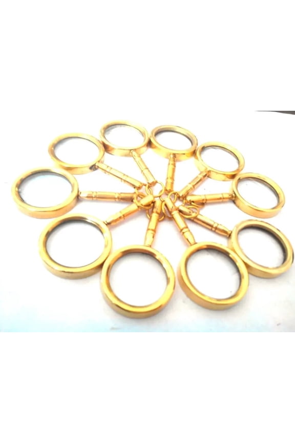 Nautical Brass MAGNIFYING Key Ring LOT OF 20 Pcs Collectible Golden Finish Gift