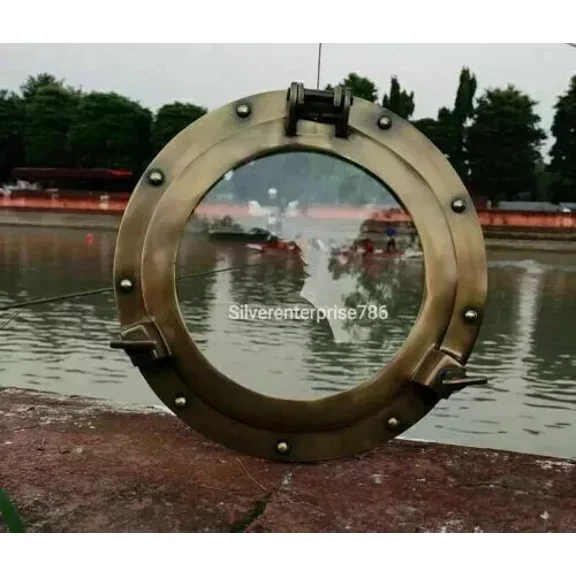 Nautical Brass Porthole 12 inch Ship Boat Glass Window & Wall Porthole Decor