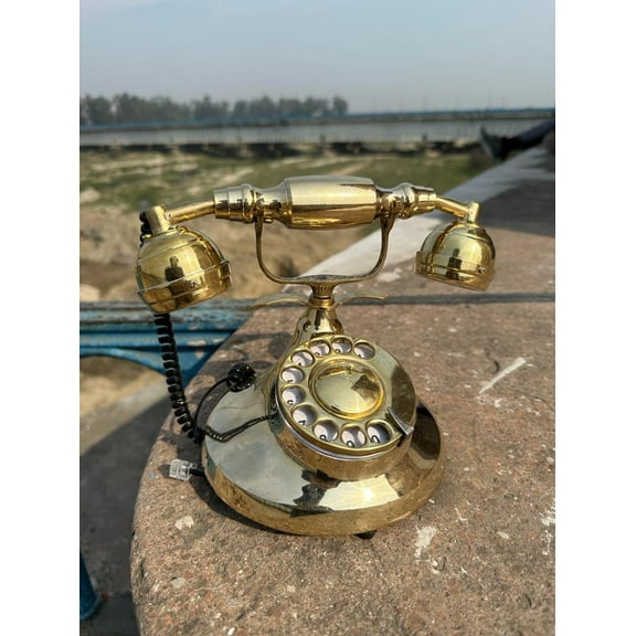 Nautical Brass Rotary Dial Working Telephone: A Victorian Office Elegance.