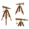 thumbnail image 1 of Nautical Brass Telescope with Wooden Tripod Stand Antique Decor Xmas Gift Item, 1 of 3