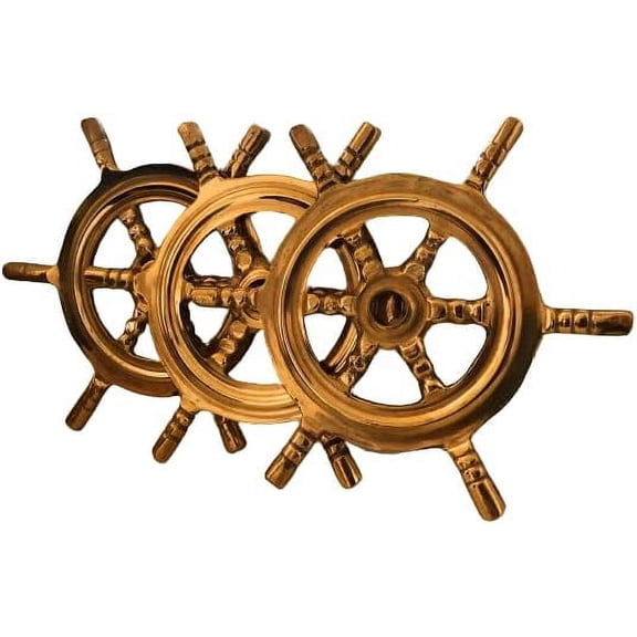 Nautical Brass Wheels Wall Decoration 3 Inch Captain Boat Set Of 3 Wheels Home And Office Decor