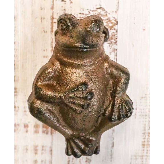 Nautical Cast Iron Farmhouse Rustic Fat Belly Frog Toad Door Knocker Sculpture