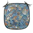 thumbnail image 1 of Nautical Chair Seating Cushion, Abstract Pattern Sea Shells Sea Horse Corals Fish Rob Globe Maps Wavy Ocean, Soft Seat Pads for Office with Anti-slip Backing, 16"x16", Blue Multicolor, by Ambesonne, 1 of 7