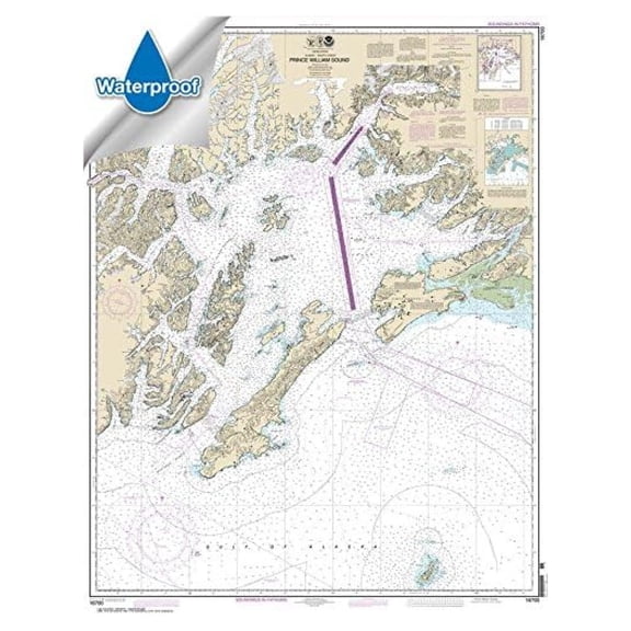 Nautical Chart 16700 William Sound - Waterproof Marine Chart 35.6 x 45.8 inches - Full Color, Display Quality - USCG Carriage Compliant
