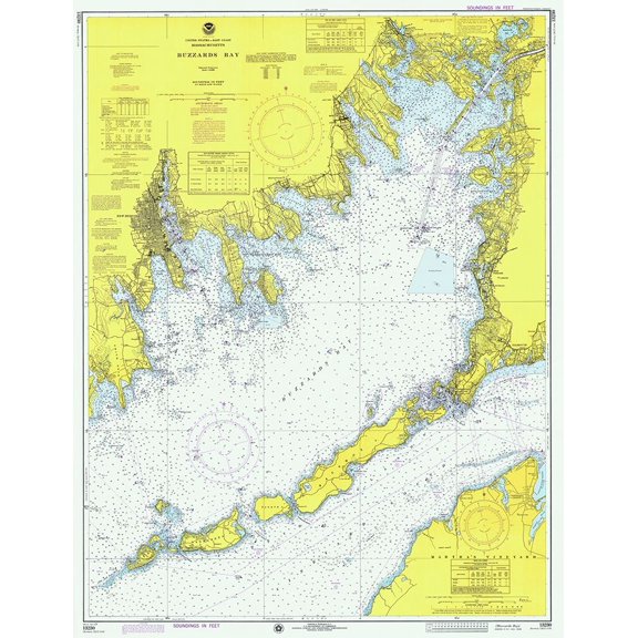 Nautical Chart - Buzzards Bay ca. 1974 Poster Print by NOAA Historical Map and Chart Collection NOAA Historical Map and Chart Collection (24 x 36)