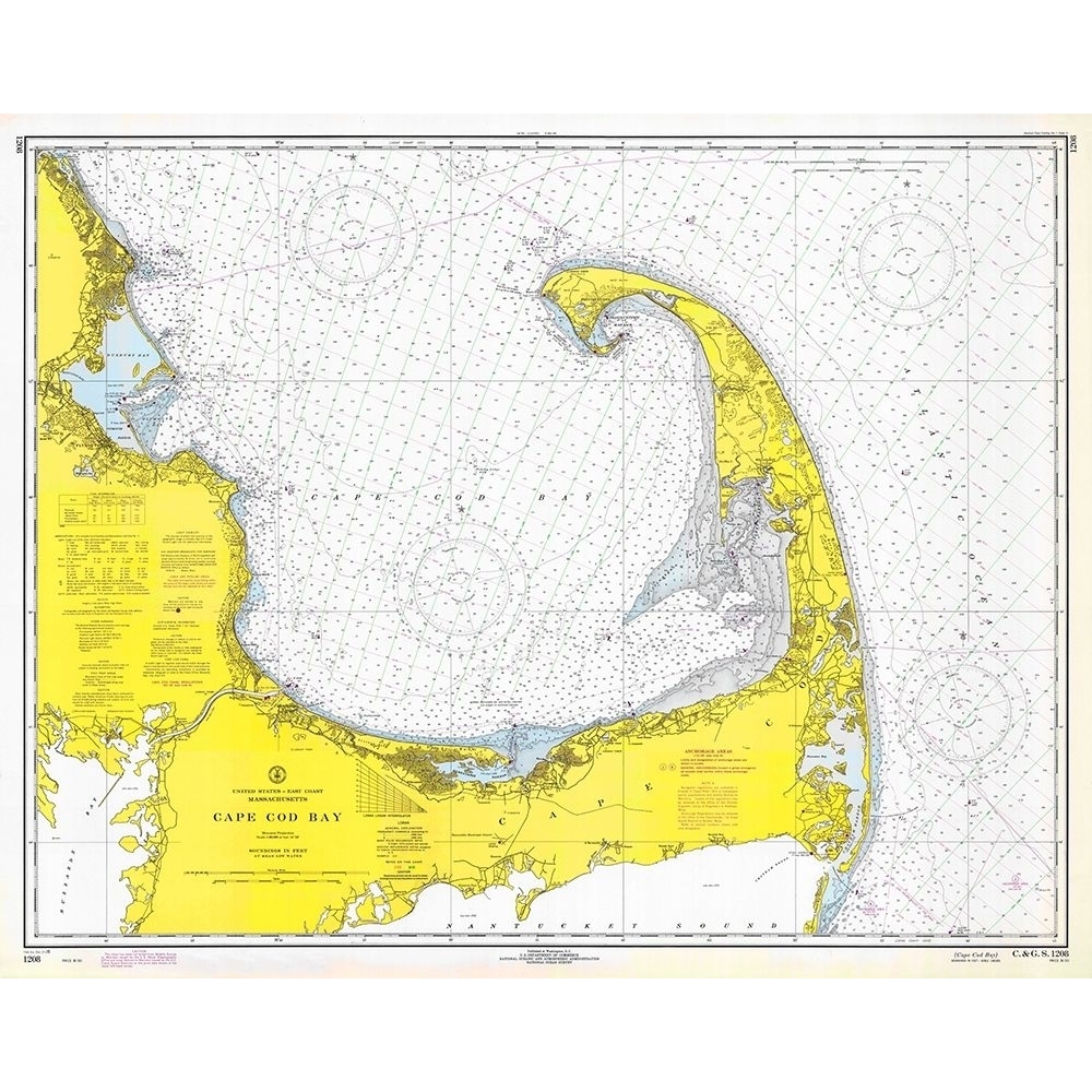 Nautical Chart Cape Cod Bay ca. 1970 Poster Print by NOAA Historical