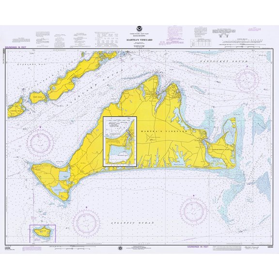 Nautical Chart - Marthas Vineyard ca. 1975 Poster Print by NOAA Historical Map and Chart Collection NOAA Historical Map and Chart Collection (36 x 24)