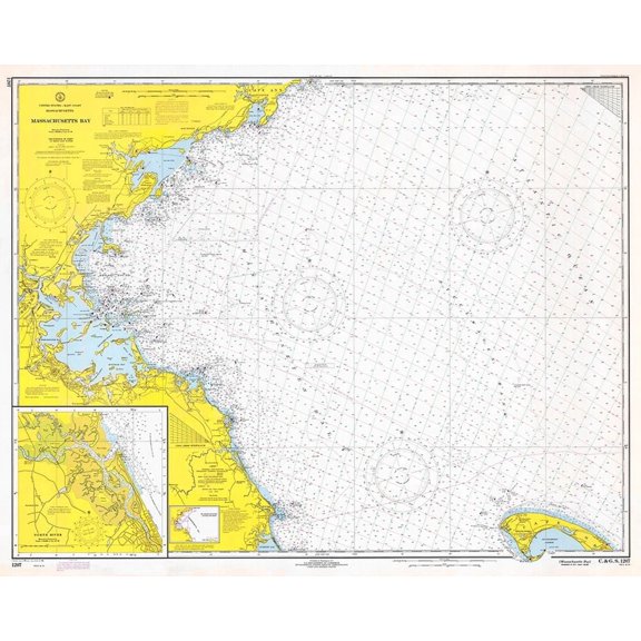 Nautical Chart - Massachusetts Bay ca. 1970 Poster Print by NOAA Historical Map and Chart Collection NOAA Historical Map and Chart Collection (24 x 18)