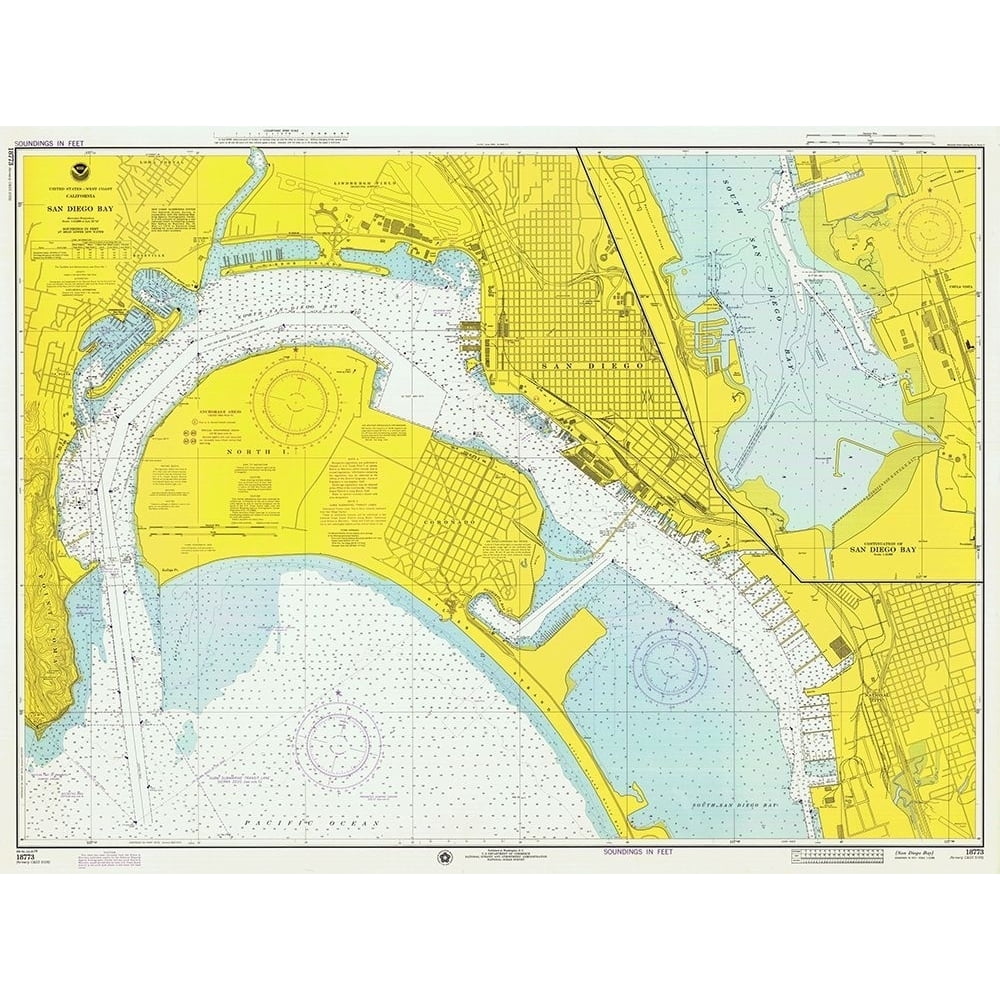 Nautical Chart San Diego Bay ca. 1974 Poster Print by NOAA Historical