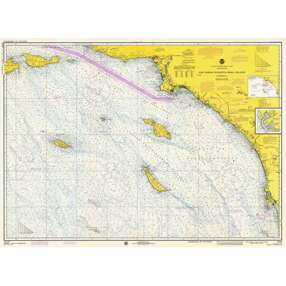 Nautical Chart - San Diego to Santa Rosa Island ca. 1975 Poster Print by NOAA Historical Map and Chart Collection NOAA