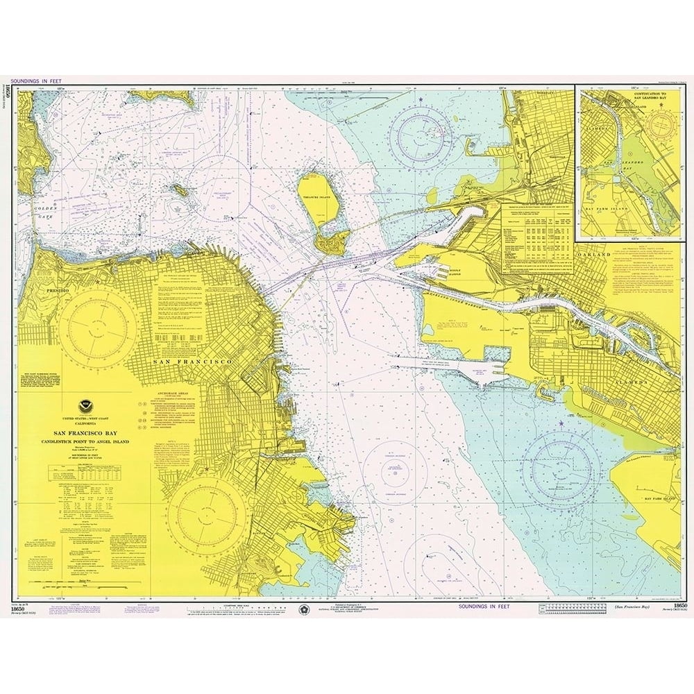 Nautical Chart San Francisco Bay ca. 1975 Poster Print by NOAA