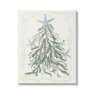 Nautical Christmas Tree Sea Life Holiday Graphic Art Gallery Wrapped Canvas Print Wall Art