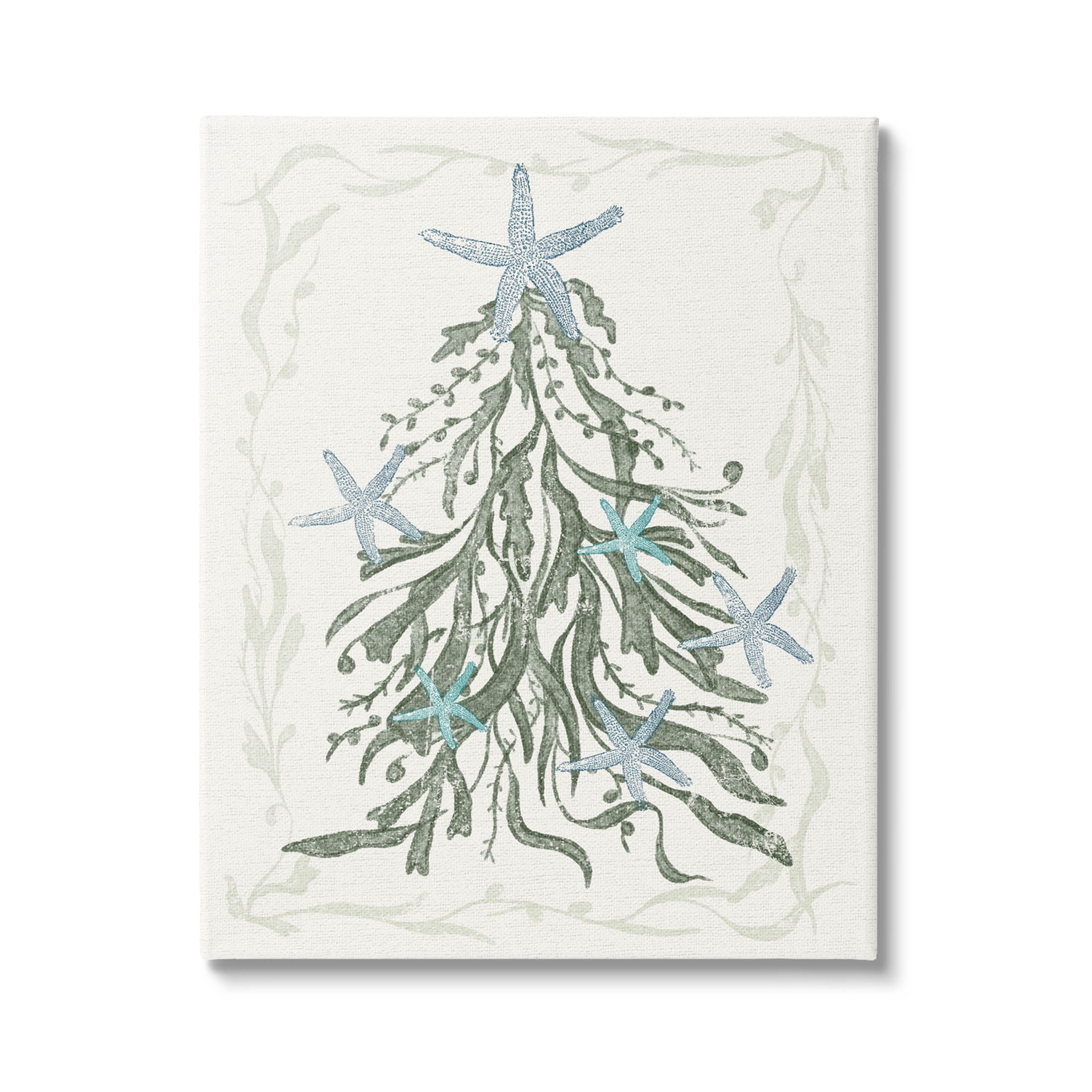 Nautical Christmas Tree Sea Life Holiday Graphic Art Gallery Wrapped Canvas Print Wall Art