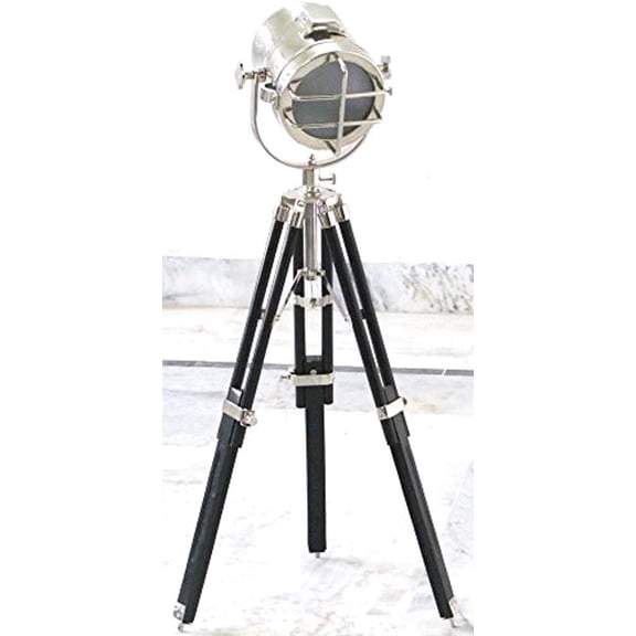 Nautical Chrome Searchlight W Tripod Stand Spot Light Studio Search Light Designer Table Lamp