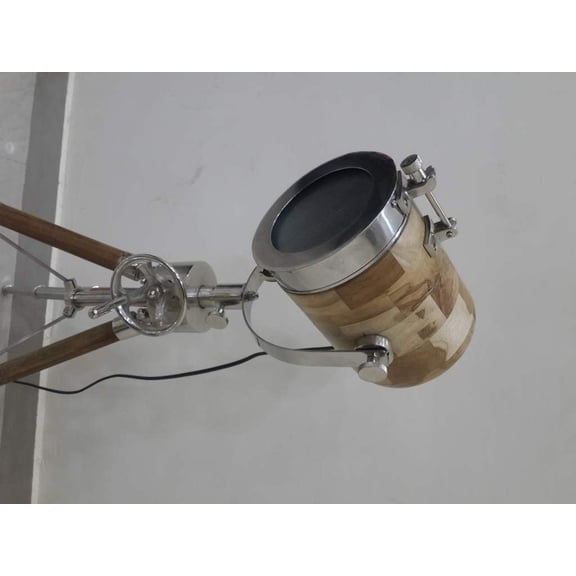 Nautical Classical Wooden Spot Light Lamp Search Light With Tripod Stand