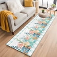thumbnail image 1 of Nautical Coastal 2'x6' Runner Rugs for Hallway Kitchen Bedside Non Slip, Summer Sea Corals Shells Starfish Green Plaid Entryway Rug Runners with Rubber Backing, Long Carpet Runner for Laundry Room, 1 of 8