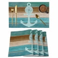 thumbnail image 1 of Nautical Coastal Anchor Compass Placemats Set of 6,Wipeable Washable Table Mats for Dining Tables, Vintage Colorful Wooden Board Place Mats for Kitchen Event Party Tabletop Decor, 1 of 9
