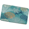 thumbnail image 1 of Nautical Coastal Bath Rug Ocean Starfish Bathroom Mat Seashell Coral Underwater Plants Watercolor Marine Themed Non-Slip Carpet Bedroom Kitchen Floor Decor 20 x 31 in, 1 of 3