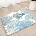 thumbnail image 1 of Nautical Coastal Bath Rug Starfish Seashell Coral Beach Ocean Themed Underwater Marine Pattern Bathroom Kitchen Flannel Non-Slip Mat Indoor Decor Carpet 29.5x17.7inch, 1 of 3