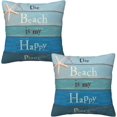 thumbnail image 1 of Nautical Coastal Beach Throw Pillow Covers 18x18 Set of 2,Teal Green Turquoise Pillow Covers Outdoor Decorative Pillow Case for Couch Bed Sofa Cushion Home Decor, 1 of 6