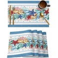 thumbnail image 1 of Nautical Coastal Blue Placemats Set of 6 Washable Table Mats for Kitchen Dining Table, Heat-Resistant Cotton Linen Place Mats for Indoor Outdoor Parties Holiday Decoration, Starfish Shell Coral, 1 of 1