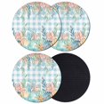 thumbnail image 1 of Nautical Coastal Coasters Set of 4, Absorbent Coasters for Drinks, Summer Beach Shell Coral Seaweed Blue Plaid Coaster for Desk Coffee Table Protection, Home Decor House Warming Gifts 4", 1 of 8