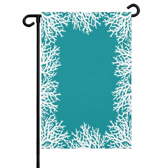 Nautical Coastal Garden Flags for Outside Ocean Coral Texture Double Sided Yard Flags Outdoor House Decoration, Small 12X18 Inch, Turquoise White