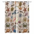 thumbnail image 1 of Nautical Coastal Kitchen Curtains Retro Ocean Starfish Shells Animals Brown Cafe Short Curtains for Bathroom Blackout Window Curtain Small Window Treatment Drapes for Bedroom Living Room 52"x45"x2, 1 of 9