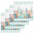 thumbnail image 1 of Nautical Coastal Kitchen Dish Towels for Drying Dishes Set of 4, Summer Sea Corals Shells Starfish Green Plaid Waffle Weave Microfiber Hand Tea Bathroom Towels Quick Dry & Absorbent Towel 12x12, 1 of 7