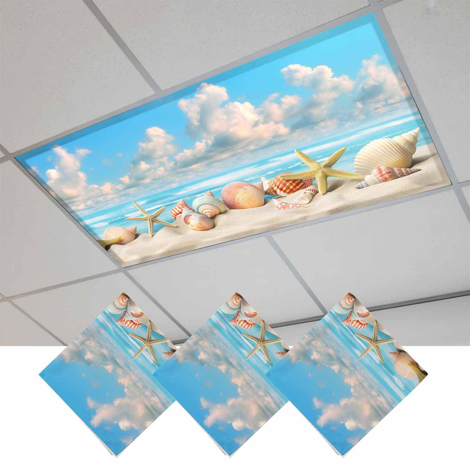Nautical Coastal Magnetic Fluorescent Light Covers for Ceiling Lights ...