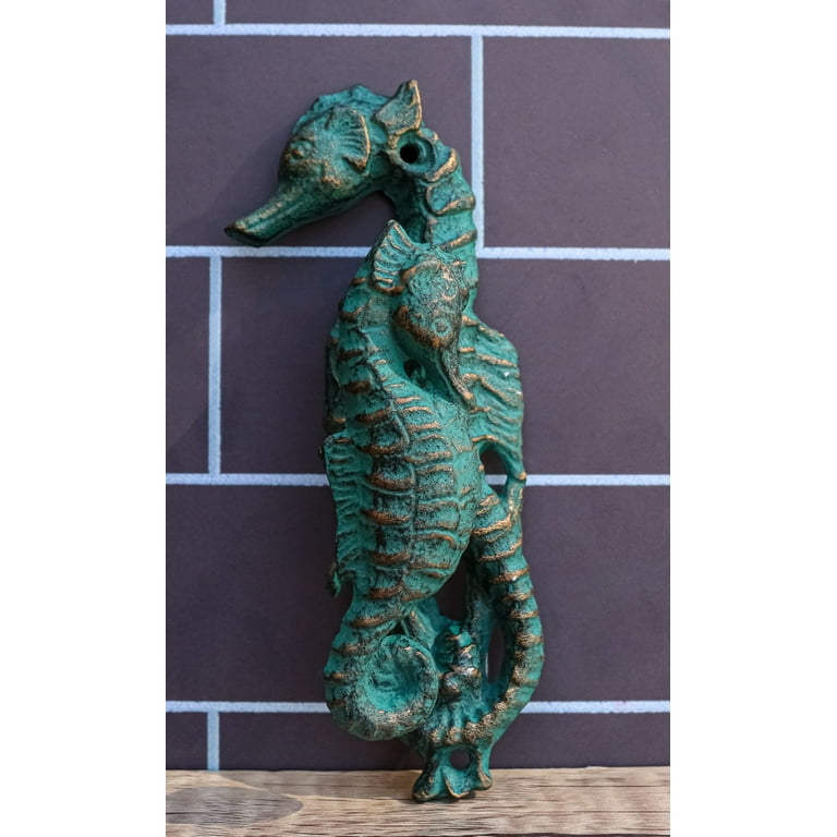 Cast Iron Verdigris Finish Sea Horse Door Knocker Cast Iron Verdigris Finish Sea Horse Door Knocker