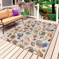 thumbnail image 1 of Nautical Coastal Outdoor Rug 5x7 Ft, Non Slip Washable Area Rug, Retro Ocean Starfish Shells Animals Brown Patio Rugs Carpet Runner, Large Floor Mat for Indoor/Outdoor Deck Porch Camping, 1 of 8