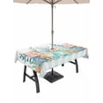 thumbnail image 1 of Nautical Coastal Outdoor Tablecloth - 52x70 Inch Rectangle Dining Table Cover, Summer Sea Corals Shells Starfish Green Plaid Waterproof Outdoor Table Cloth with Umbrella Hole & Zipper for Patio, 1 of 7