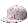 thumbnail image 1 of Nautical Coastal Paradise Hat - Tropical Sunset Palm Tree Snapback, Full Panel Flat Brim Cap for Men & Women, Beach Vacation Essential, 1 of 4