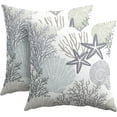 thumbnail image 1 of Nautical Coastal Pillow Covers 18x18 Inch Set of 2 Ocean Coral Seashell Starfish Throw Pillow Covers Summer Beach Outdoor Pillow Cases Cotton Linen Square Cushion Covers for Couch Bed Sofa Home Decor, 1 of 6