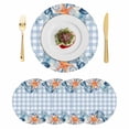 thumbnail image 1 of Nautical Coastal Round 13 Inch Placemats Set of 4, Ocean Starfish Shells Coral Conch Blue Plaid HeatResistant Non Slip Place Mats for Dining Table, Wipeable Kitchen Table Mats for Housewarming, 1 of 9