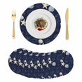 thumbnail image 1 of Nautical Coastal Round 13 Inch Placemats Set of 8, Ocean Beach Starfish Shell Conch Navy Blue HeatResistant Non Slip Place Mats for Dining Table, Wipeable Braided Kitchen Table Mats for Housewarming, 1 of 9