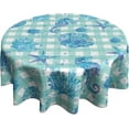 thumbnail image 1 of Nautical Coastal Round Tablecloth 60 Inch Summer Starfish Seashell Circle Table Cloth Ocean Blue Coral Stain Resistant Table Cover for Kitchen Dining Picnic Party Weddings Indoor Outdoor Decor, 1 of 6