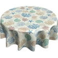 thumbnail image 1 of Nautical Coastal Round Tablecloth 60 Inch Summer Starfish Seashells Circle Table Cloth Ocean Coral Stain Resistant Table Cover for Kitchen Dining Picnic Parties Weddings Indoor Outdoor Decor, 1 of 6