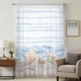 thumbnail image 1 of Nautical Coastal Sheer Curtains 54" Long, Ocean Starfish Shells Conch Waves Watercolor Light Filering Curtains, Breathable Simi Curtain Privacy Drapes for Kitchen Bathroom Small Window Treatment, 1 of 8